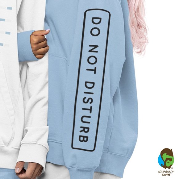 Hibernation Mode Sleepy Bear Fleece Pullover Hoodie LIGHT BLUE - Picture 4 of 6